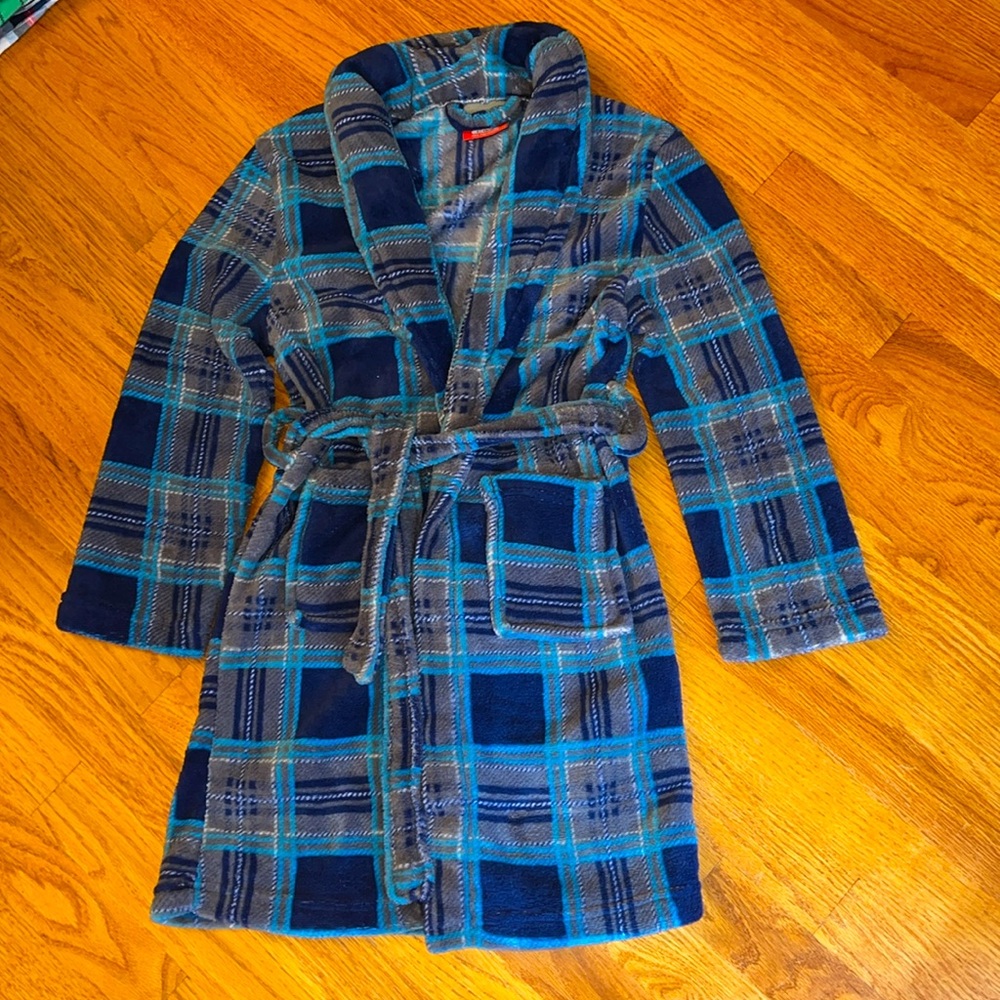 Plush Plaid Boy’s Bath Robe